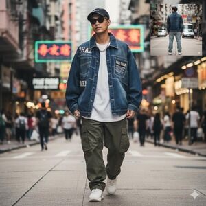 Phat Farm Denim Jacket XL Y2K Hip Hop Streetwear Hong Kong Vintage Jean Coat